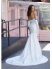 Strapless Ivory Satin Wedding Dress With Buttons